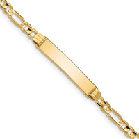14K Yellow Gold Polished Solid Chain Figaro Link ID Bracelet - 8" with Solid Plate (25x4.8mm) by Oro Pregiato