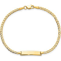 14K Yellow Gold Polished Solid Chain ID Bracelet with Curb Links - 7" Length by Oro Pregiato
