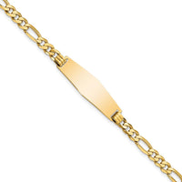 14K Yellow Gold Polished Solid Chain ID Bracelet with Engravable 28x9.5mm Plate - 8" Length by Oro Pregiato