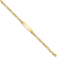 14K Yellow Gold Polished Solid Chain ID Bracelet with Engravable 28x9.5mm Plate - 8" Length by Oro Pregiato