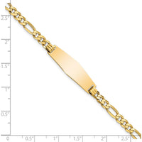 14K Yellow Gold Polished Solid Chain ID Bracelet with Engravable 28x9.5mm Plate - 8" Length by Oro Pregiato