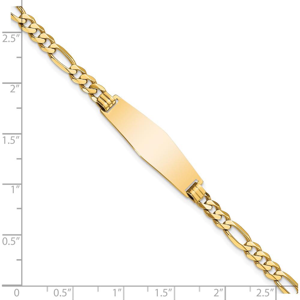 14K Yellow Gold Polished Solid Chain ID Bracelet with Engravable 28x9.5mm Plate - 8" Length by Oro Pregiato