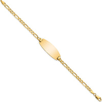 14K Yellow Gold Polished Solid Chain ID Bracelet with Engravable Oval Plate - 8" Length by Oro Pregiato