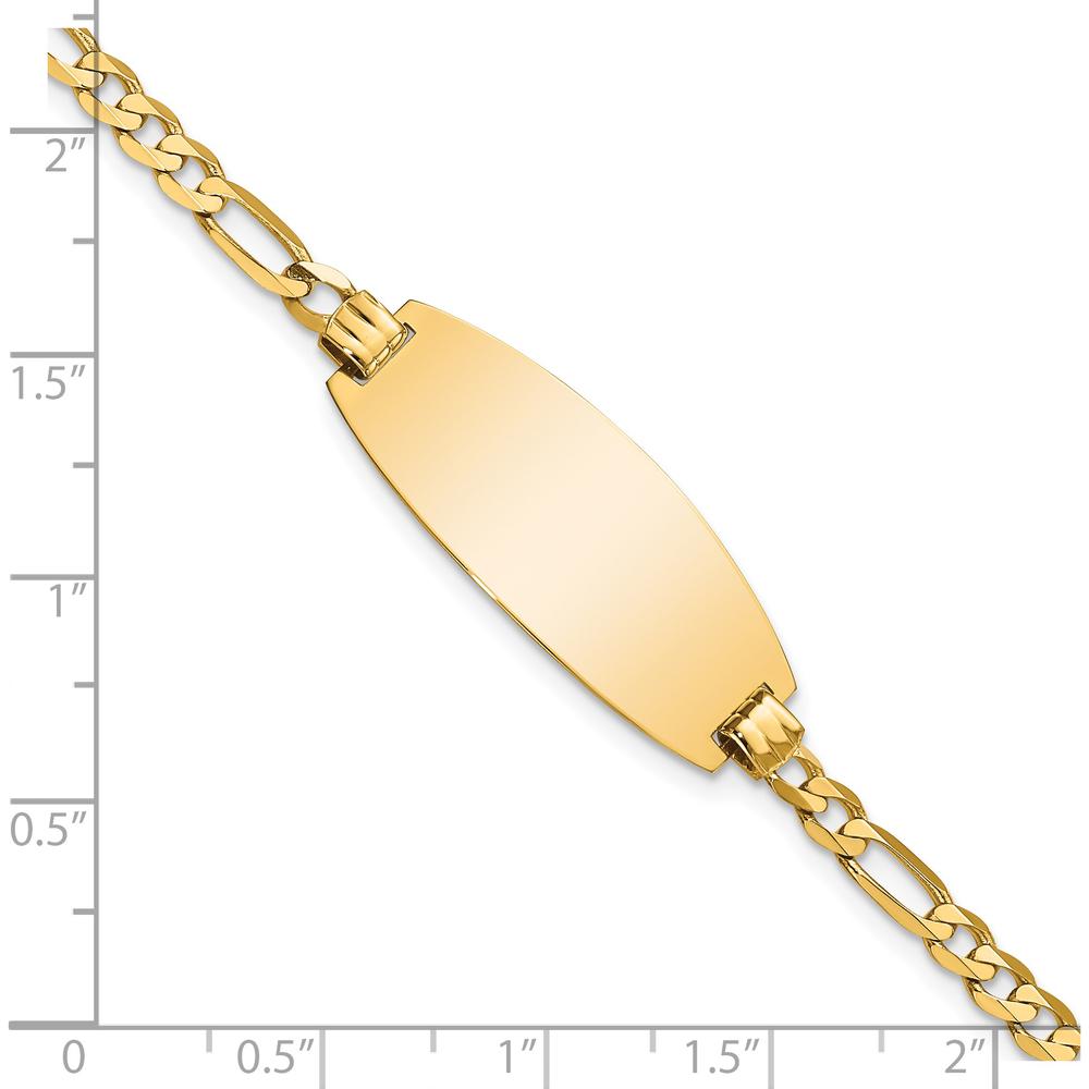 14K Yellow Gold Polished Solid Chain ID Bracelet with Engravable Oval Plate - 8" Length by Oro Pregiato