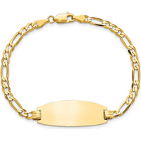 14K Yellow Gold Polished Solid Chain ID Bracelet with Engravable Oval Plate - 8" Length by Oro Pregiato