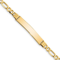 14K Yellow Gold Polished Solid Chain ID Bracelet with Engravable Plate - 8" by Oro Pregiato