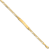 14K Yellow Gold Polished Solid Chain ID Bracelet with Engravable Plate - 8" by Oro Pregiato