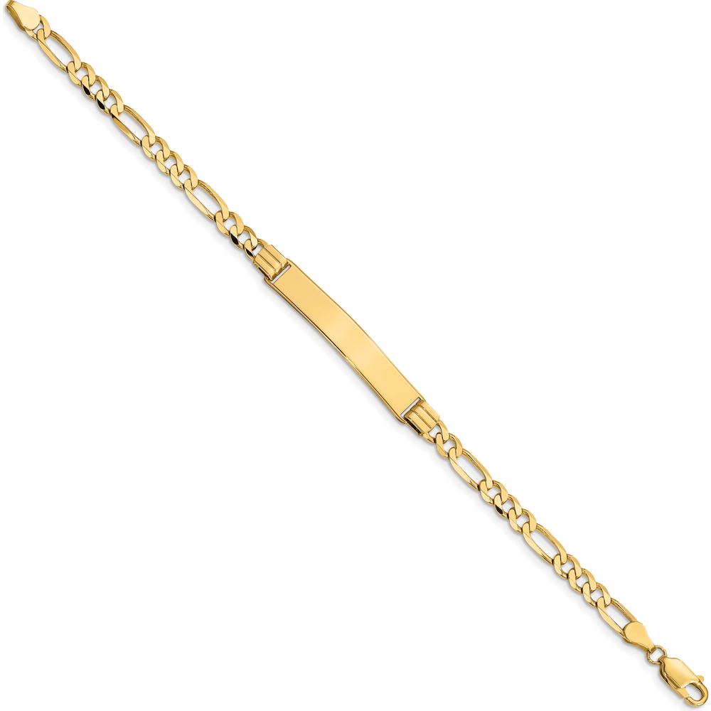 14K Yellow Gold Polished Solid Chain ID Bracelet with Engravable Plate - 8" by Oro Pregiato