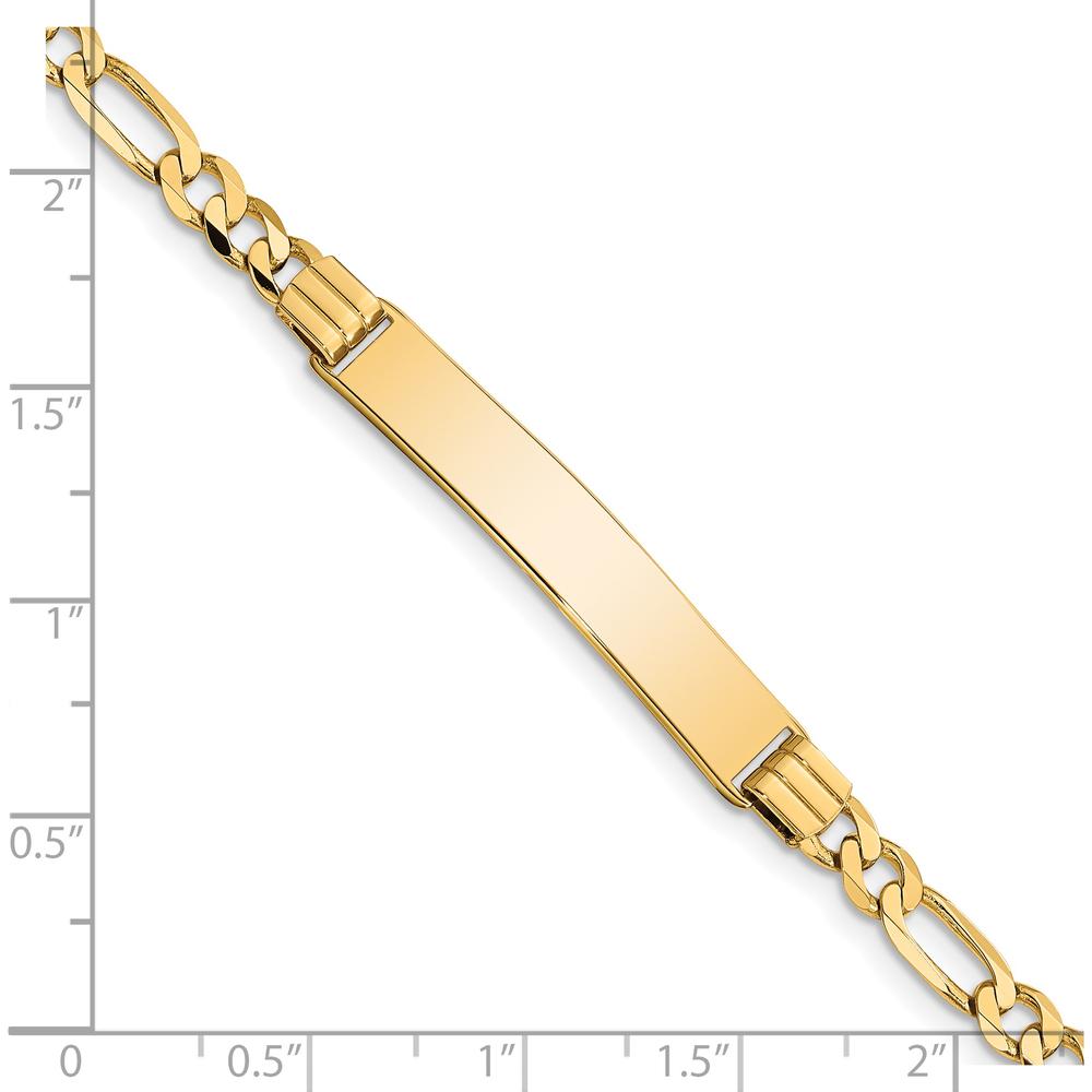 14K Yellow Gold Polished Solid Chain ID Bracelet with Engravable Plate - 8" by Oro Pregiato