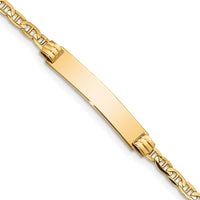 14K Yellow Gold Polished Solid Chain ID Bracelet with Engravable Plate for Children - 5.5" Length by Oro Pregiato