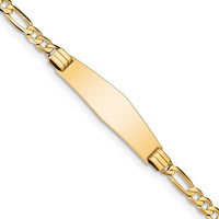 14K Yellow Gold Polished Solid Chain ID Bracelet with Soft Diamond Shape Plate - 7 inches by Oro Pregiato