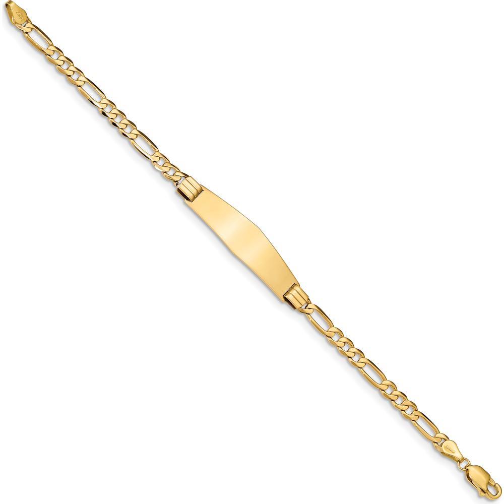 14K Yellow Gold Polished Solid Chain ID Bracelet with Soft Diamond Shape Plate - 7 inches by Oro Pregiato