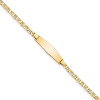 14K Yellow Gold Polished Solid Chain ID Bracelet with Soft Diamond Shaped Plate - 7" Length by Oro Pregiato