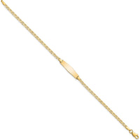 14K Yellow Gold Polished Solid Chain ID Bracelet with Soft Diamond Shaped Plate - 7" Length by Oro Pregiato