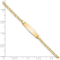 14K Yellow Gold Polished Solid Chain ID Bracelet with Soft Diamond Shaped Plate - 7" Length by Oro Pregiato