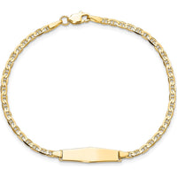 14K Yellow Gold Polished Solid Chain ID Bracelet with Soft Diamond Shaped Plate - 7" Length by Oro Pregiato