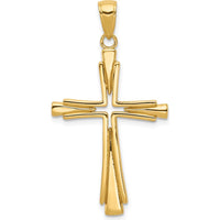 14K Yellow Gold Polished Solid Cross Pendant - 39.5mm Length, 21.5mm Width by Oro Pregiato