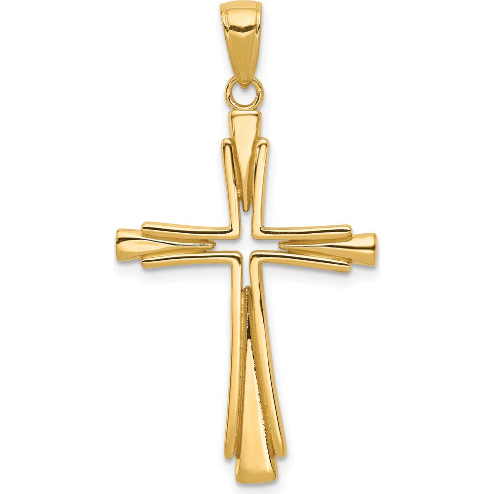 14K Yellow Gold Polished Solid Cross Pendant - 39.5mm Length, 21.5mm Width by Oro Pregiato