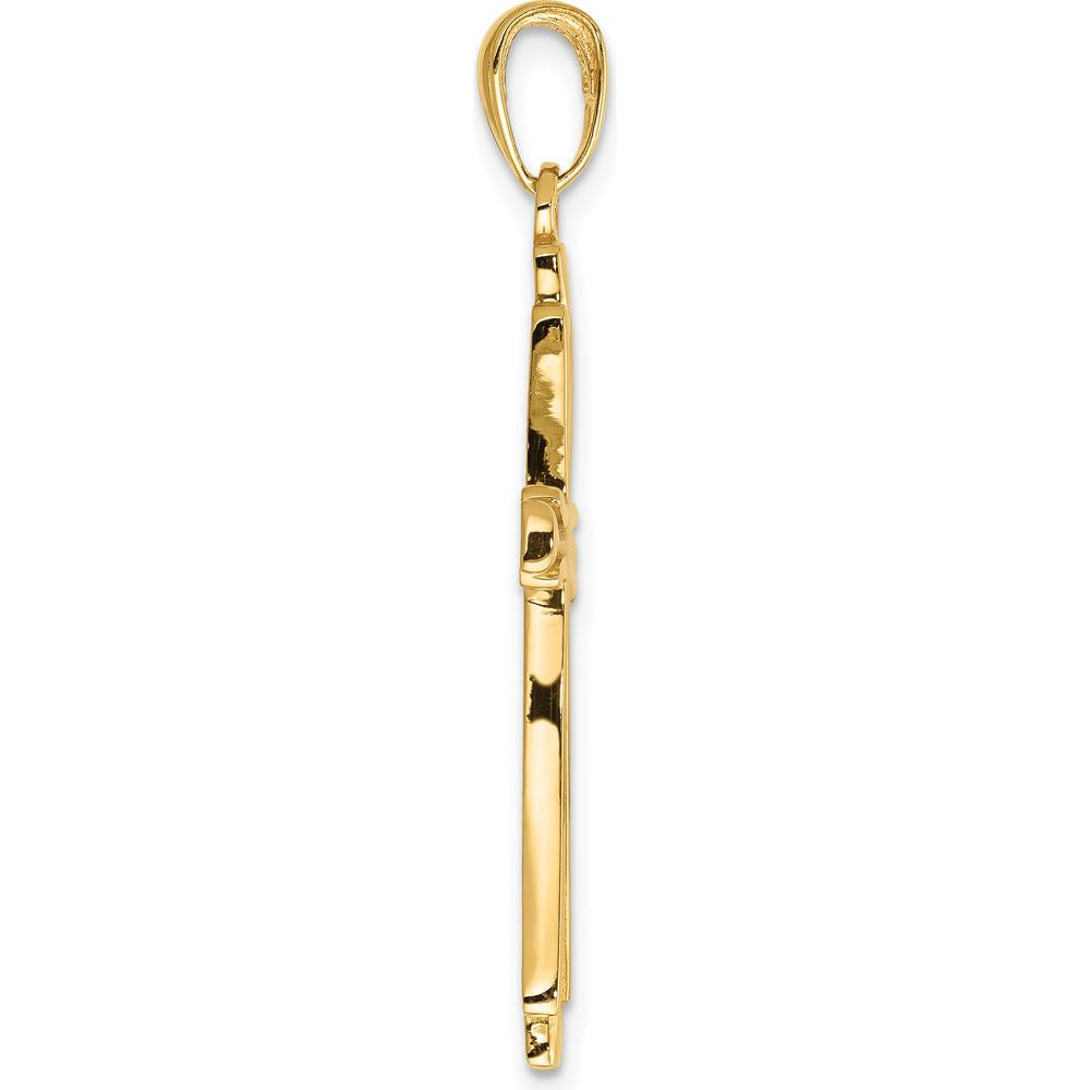 14K Yellow Gold Polished Solid Cross Pendant - 39.5mm Length, 21.5mm Width by Oro Pregiato