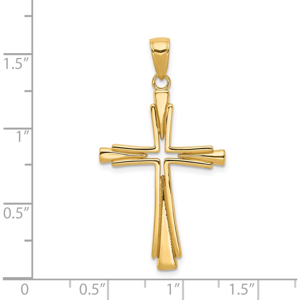 14K Yellow Gold Polished Solid Cross Pendant - 39.5mm Length, 21.5mm Width by Oro Pregiato