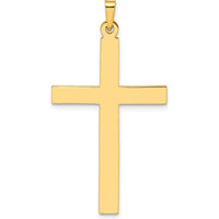 14K Yellow Gold Polished Solid Cross Pendant - 42.92mm Length by Oro Pregiato