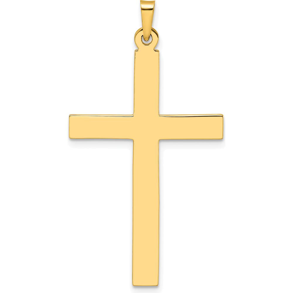 14K Yellow Gold Polished Solid Cross Pendant - 42.92mm Length by Oro Pregiato