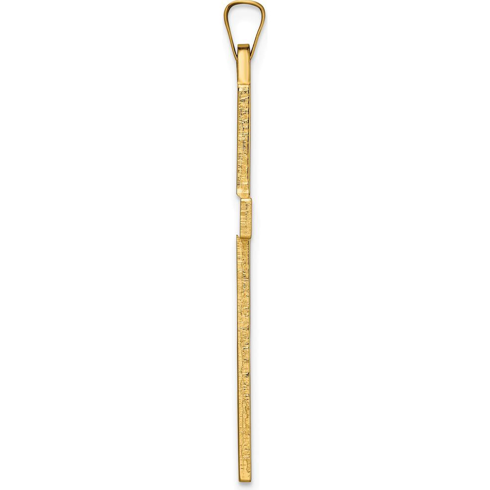 14K Yellow Gold Polished Solid Cross Pendant - 42.92mm Length by Oro Pregiato