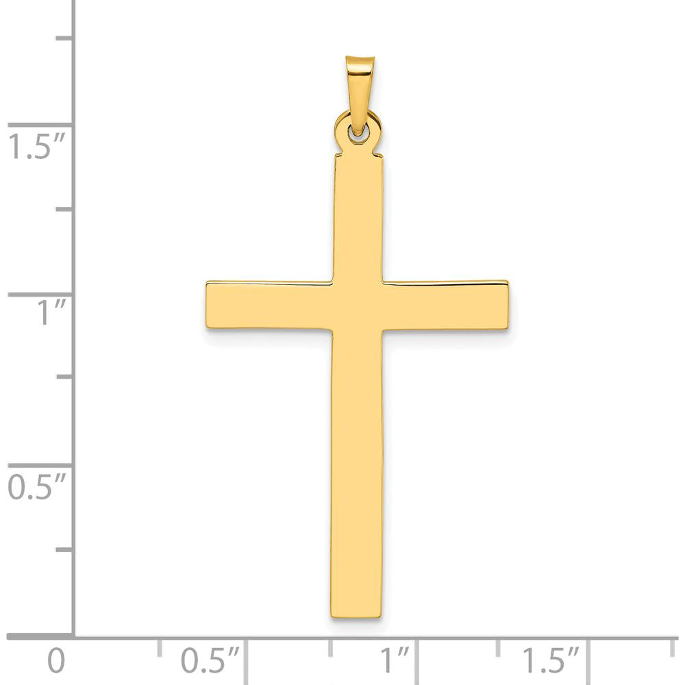 14K Yellow Gold Polished Solid Cross Pendant - 42.92mm Length by Oro Pregiato