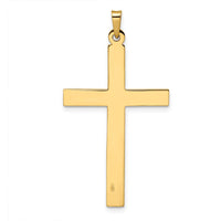 14K Yellow Gold Polished Solid Cross Pendant - 42.92mm Length by Oro Pregiato