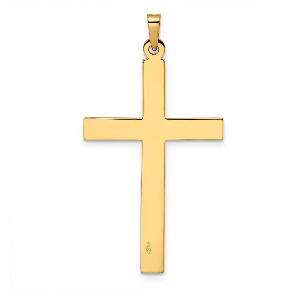 14K Yellow Gold Polished Solid Cross Pendant - 42.92mm Length by Oro Pregiato
