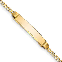 14K Yellow Gold Polished Solid Curb Link 8" ID Bracelet with Personalized Plate by Oro Pregiato