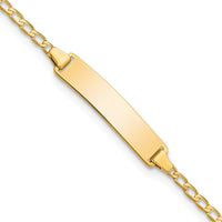 14K Yellow Gold Polished Solid Curb Link Baby/Child ID Bracelet with Engravable Plate - 5.5" Length by Oro Pregiato