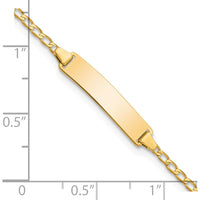 14K Yellow Gold Polished Solid Curb Link Baby/Child ID Bracelet with Engravable Plate - 5.5" Length by Oro Pregiato