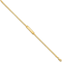 14K Yellow Gold Polished Solid Curb Link Diamond-Cut ID Bracelet with Engravable Plate - 7" Length by Oro Pregiato