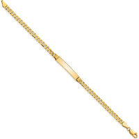 14K Yellow Gold Polished Solid Curb Link ID Bracelet - 8" Length by Oro Pregiato