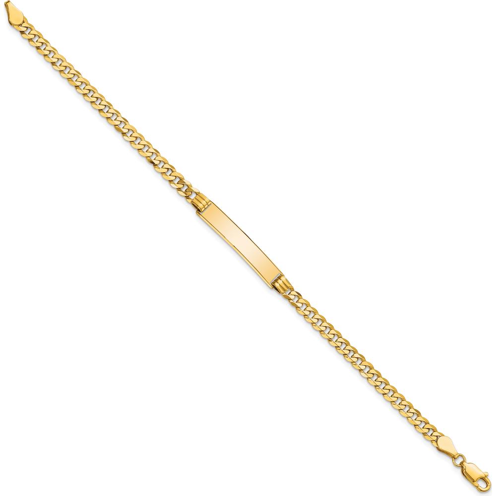 14K Yellow Gold Polished Solid Curb Link ID Bracelet - 8" Length by Oro Pregiato