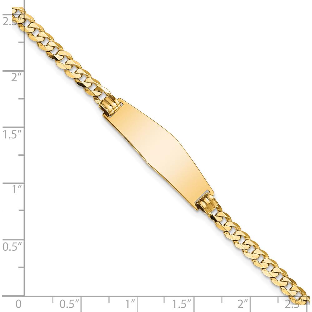 14K Yellow Gold Polished Solid Curb Link ID Bracelet with Engravable Flat Plate - 8" by Oro Pregiato