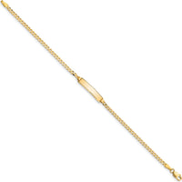 14K Yellow Gold Polished Solid Curb Link ID Bracelet with Engravable Plate - 6 Inches by Oro Pregiato