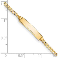 14K Yellow Gold Polished Solid Curb Link ID Bracelet with Engravable Plate - 6 Inches by Oro Pregiato