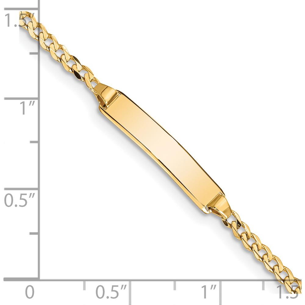 14K Yellow Gold Polished Solid Curb Link ID Bracelet with Engravable Plate - 6 Inches by Oro Pregiato