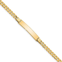 14K Yellow Gold Polished Solid Curb Link ID Bracelet with Engravable Plate - 7" Length by Oro Pregiato