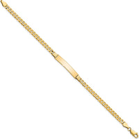 14K Yellow Gold Polished Solid Curb Link ID Bracelet with Engravable Plate - 7" Length by Oro Pregiato