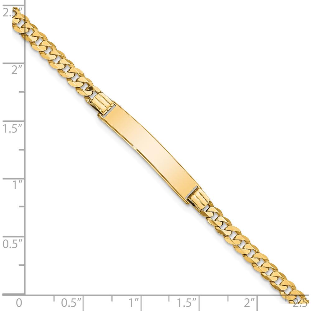 14K Yellow Gold Polished Solid Curb Link ID Bracelet with Engravable Plate - 7" Length by Oro Pregiato