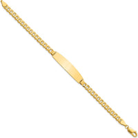 14K Yellow Gold Polished Solid Curb Link ID Bracelet with Engravable Plate - 8" Length by Oro Pregiato