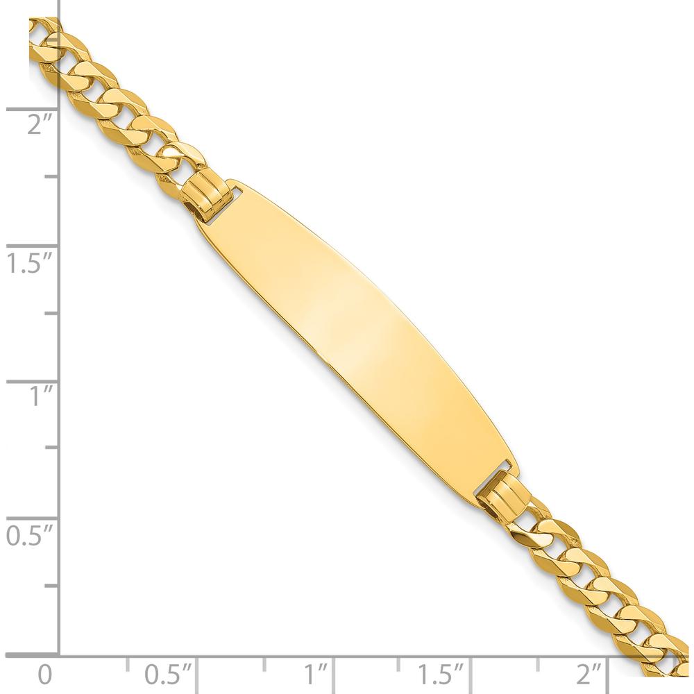 14K Yellow Gold Polished Solid Curb Link ID Bracelet with Engravable Plate - 8" Length by Oro Pregiato
