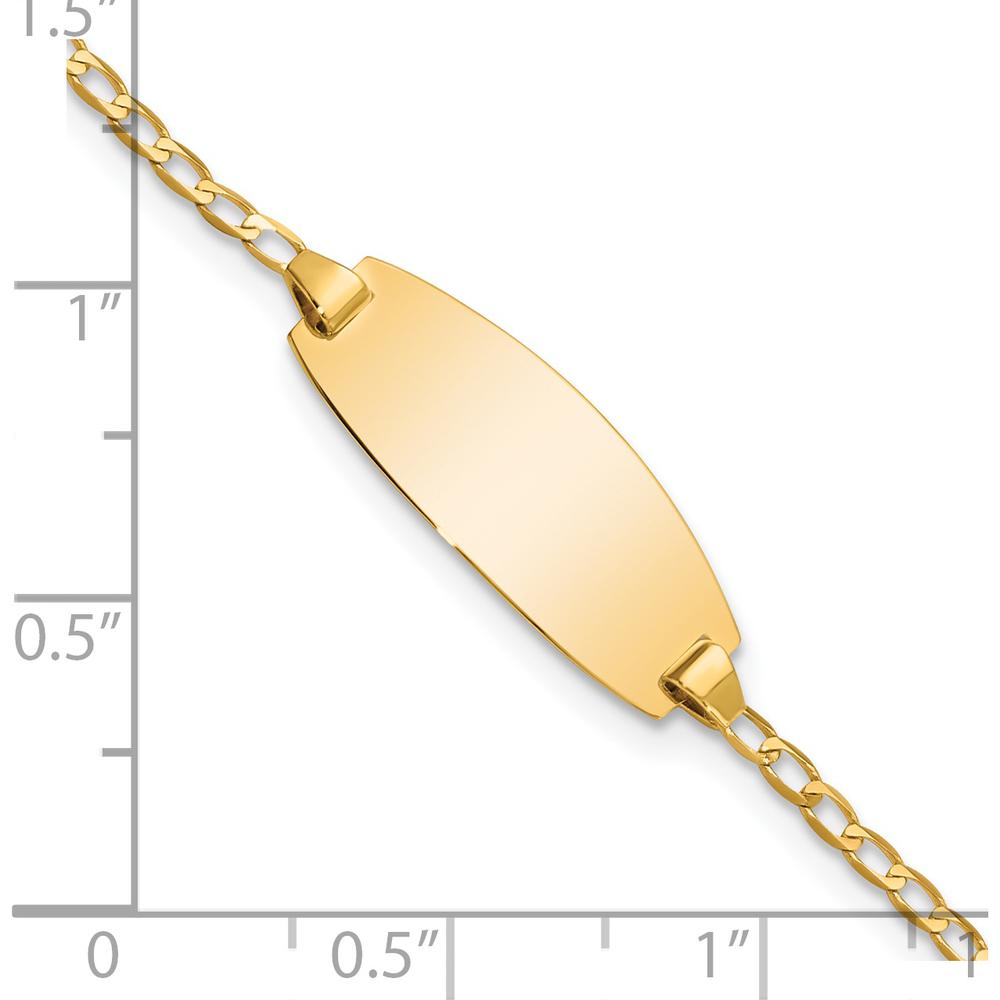 14K Yellow Gold Polished Solid Curb Link ID Bracelet with Engraving Plate - 7 Inches by Oro Pregiato