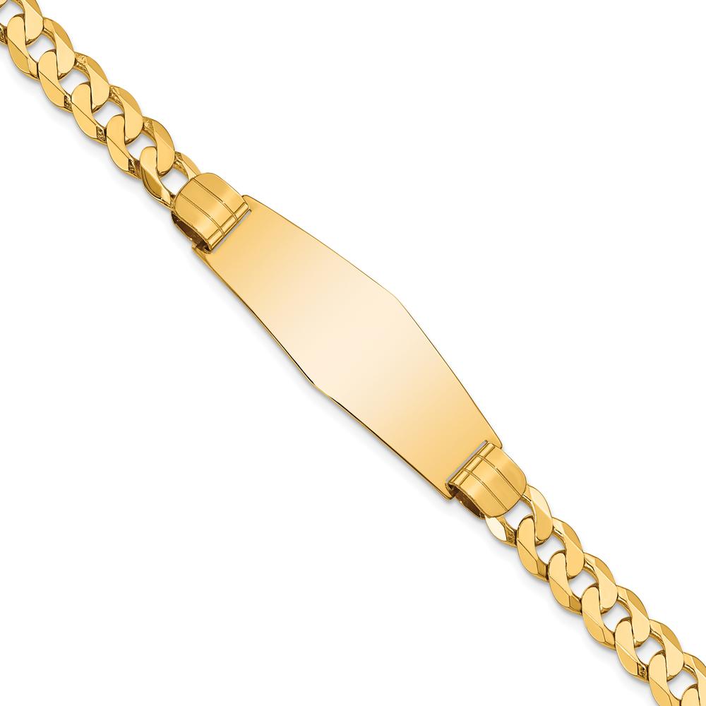 14K Yellow Gold Polished Solid Curb Link ID Bracelet with Engraving Space - 7 Inch Length by Oro Pregiato