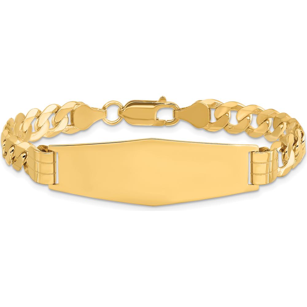 14K Yellow Gold Polished Solid Curb Link ID Bracelet with Engraving Space - 7 Inch Length by Oro Pregiato