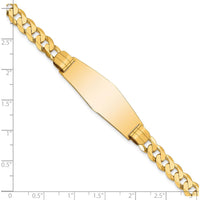14K Yellow Gold Polished Solid Curb Link ID Bracelet with Engraving Space - 7 Inch Length by Oro Pregiato
