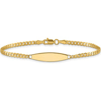 14K Yellow Gold Polished Solid Curb Link ID Bracelet with Personalized 36x5.1mm Plate - 8 Inches by Oro Pregiato